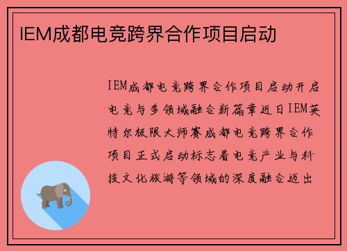 IEM成都电竞跨界合作项目启动